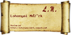 Lohonyai Márk névjegykártya